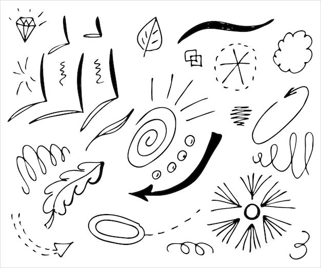 Hand drawn collection of doodle elements for design concept