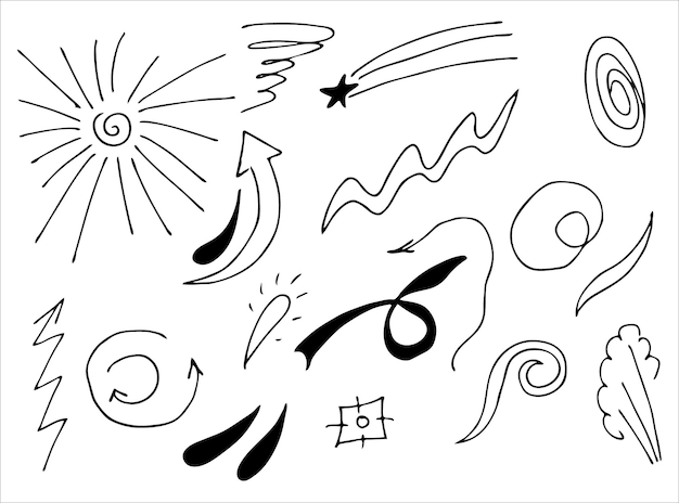 Hand drawn collection of doodle elements for design concept