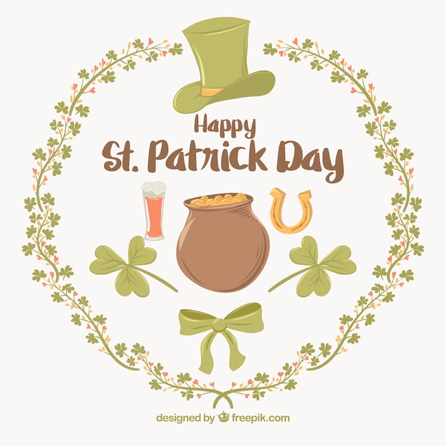 Vector hand-drawn collection of st patrick's day items