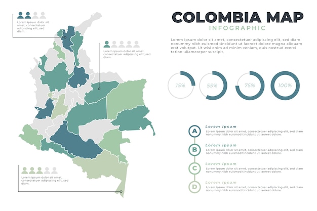 Hand drawn colombia map infographic