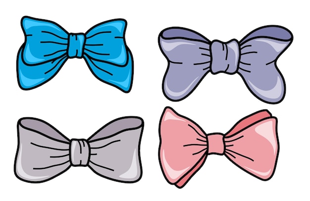 Hand Drawn color Doodle bow.