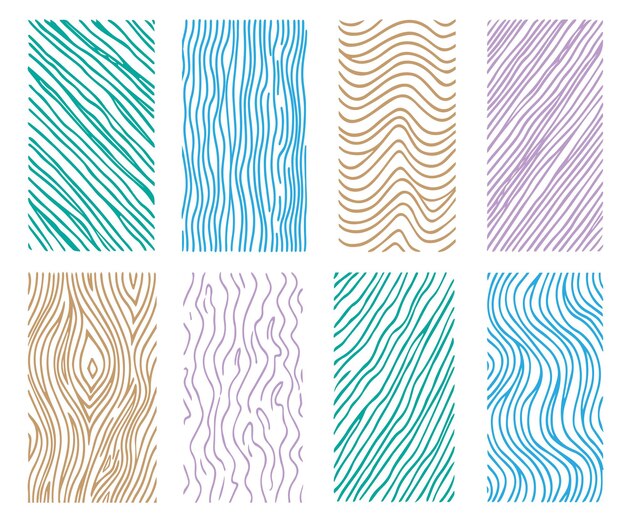 Hand drawn color line vector background set