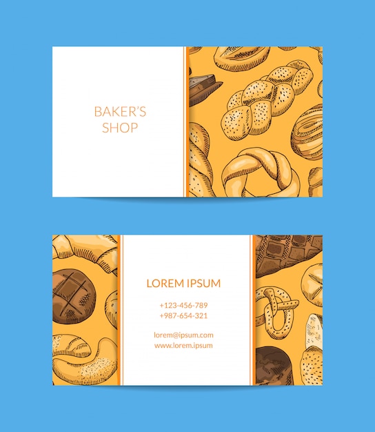 hand drawn colored bakery food elements 