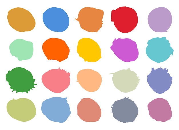 Hand drawn colored watercolor round spots and stains vector illustration