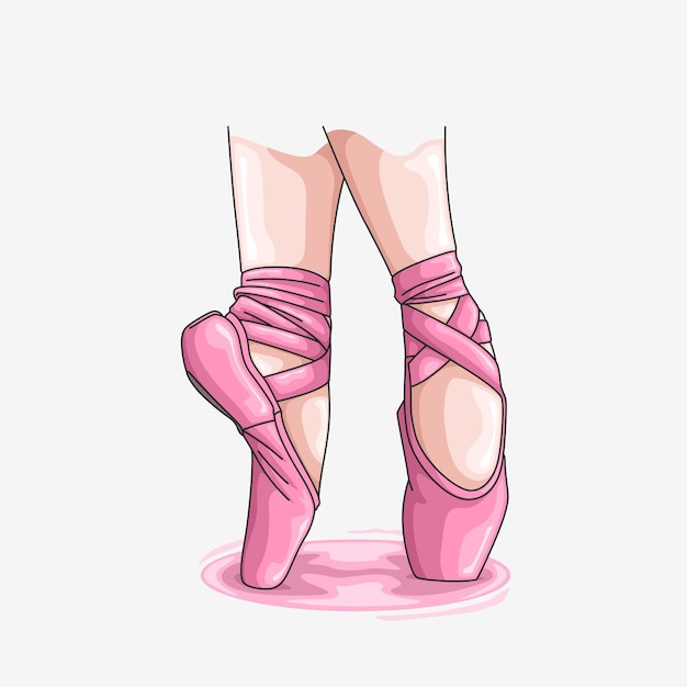 Hand drawn colorful ballet shoes