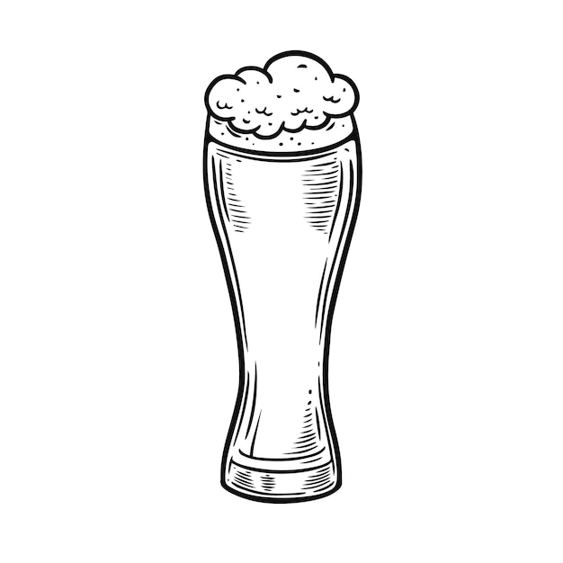 Hand drawn colorful carton sketch style beer glass vector.