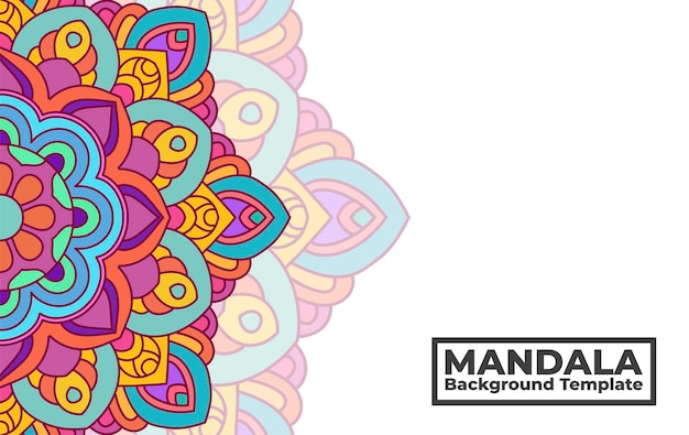 Hand drawn colorful floral mandala ornament background