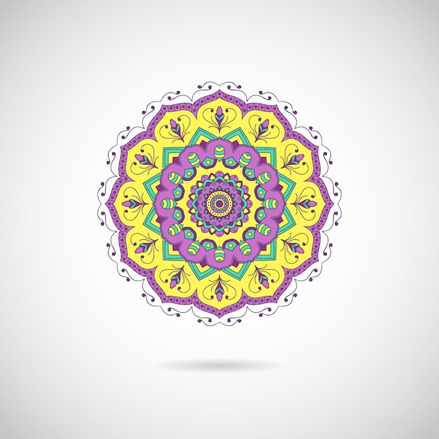 Hand drawn colorful floral mandala.