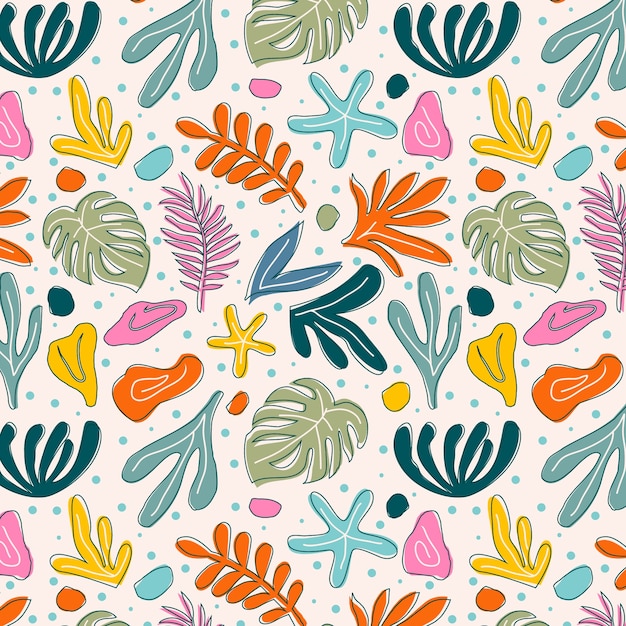 Hand drawn colorful matisse pattern design