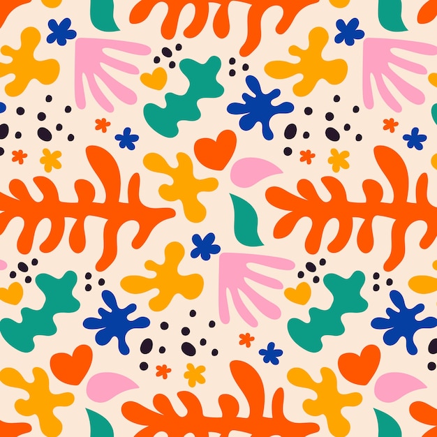 Hand drawn colorful matisse pattern