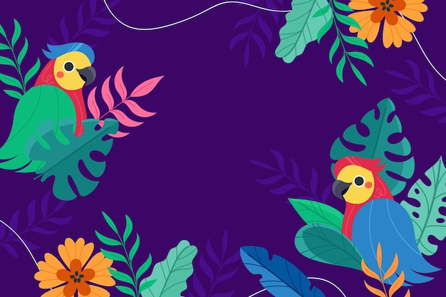 Hand drawn colorful tropical background