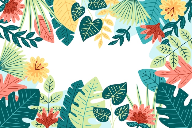 Hand drawn colorful tropical background