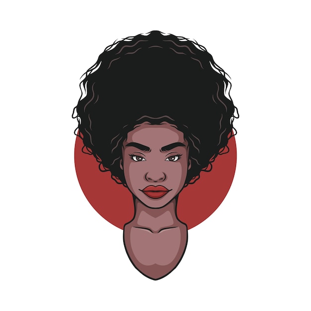 Hand drawn colorful vector afro hair woman