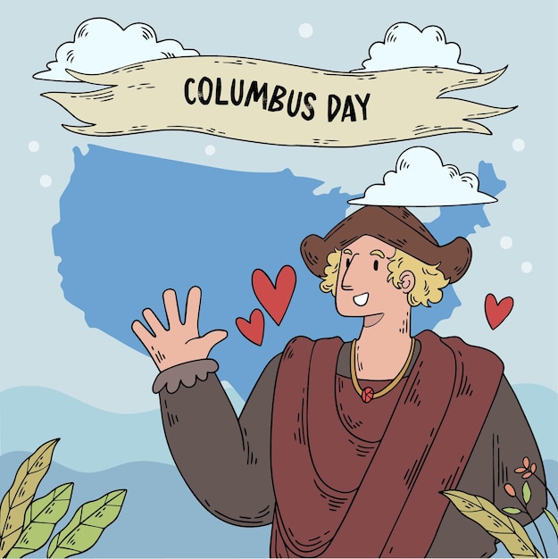 Hand Drawn Columbus Day Illustration