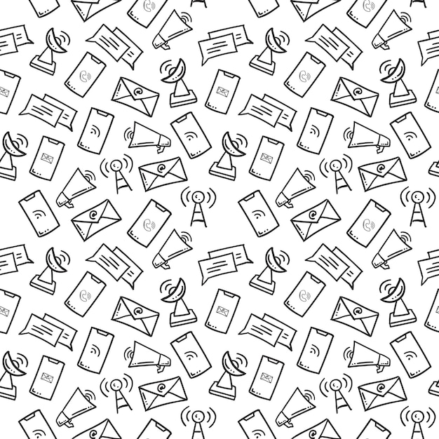 Hand drawn communication seamless pattern