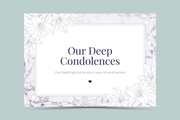 Vector hand drawn condolence card template