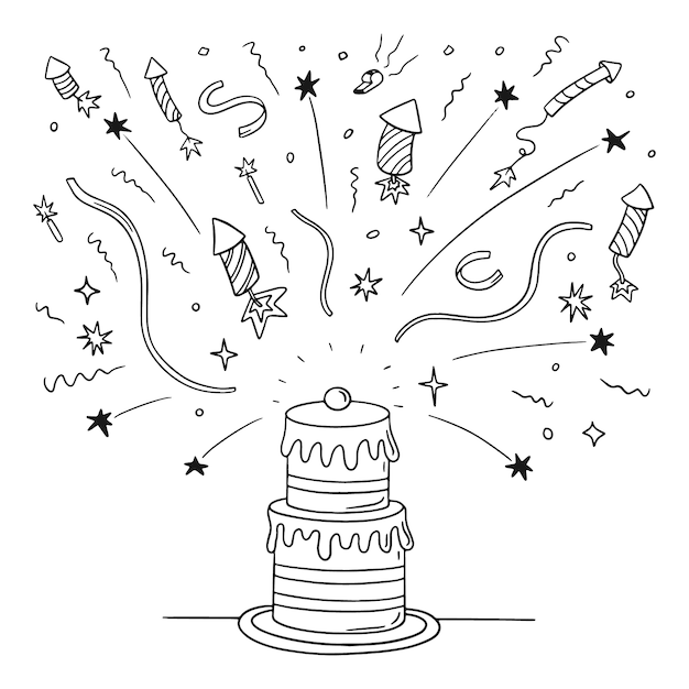 Hand drawn confetti drawing illustration