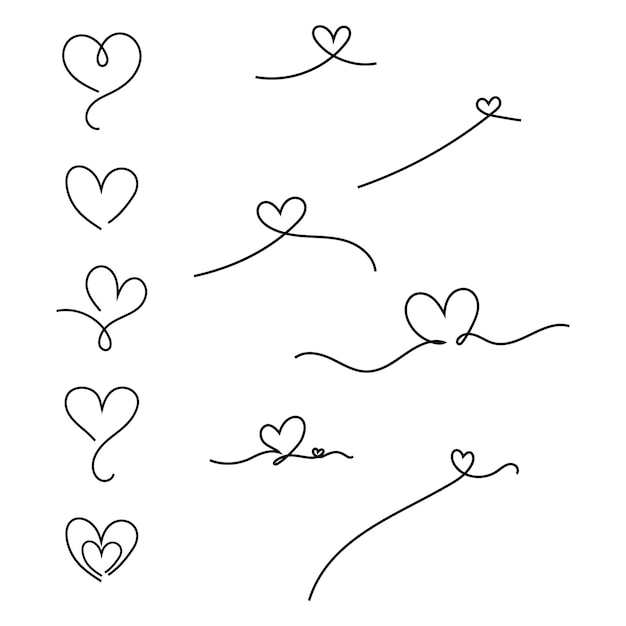 Hand drawn Continuous line drawing of love sign with hearts embrace minimalism design doodle