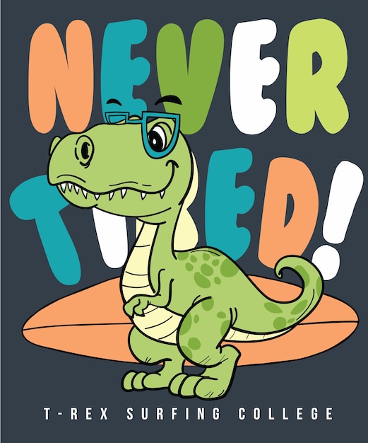 Hand drawn cool dinosaur vector design for t shirt printing