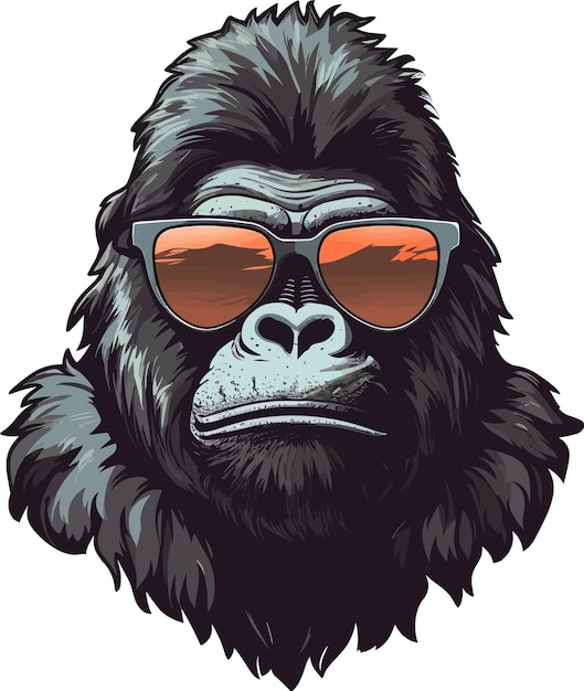 hand drawn cool Gorilla sticker wear sunglass