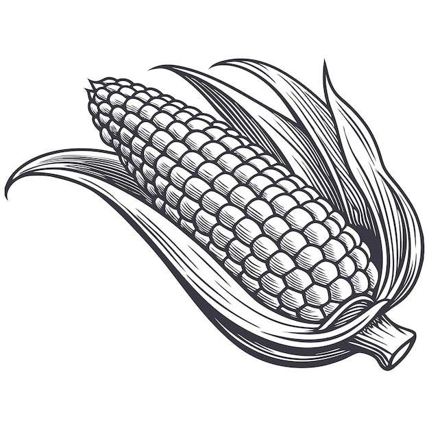 Hand drawn corn cob vector illustration