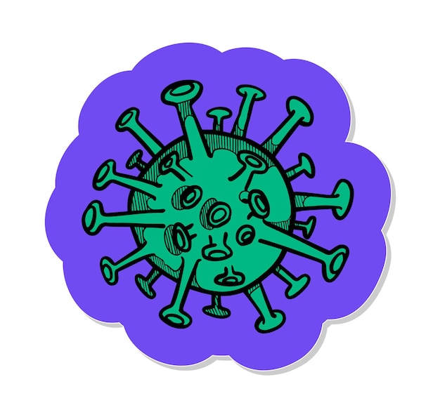 Hand drawn coronavirus covid19 in sticker style vector illustration