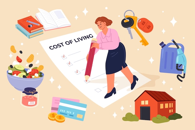 Hand drawn cost of living illustration