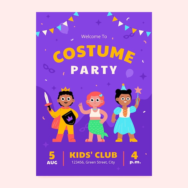 Hand drawn costume party   poster template