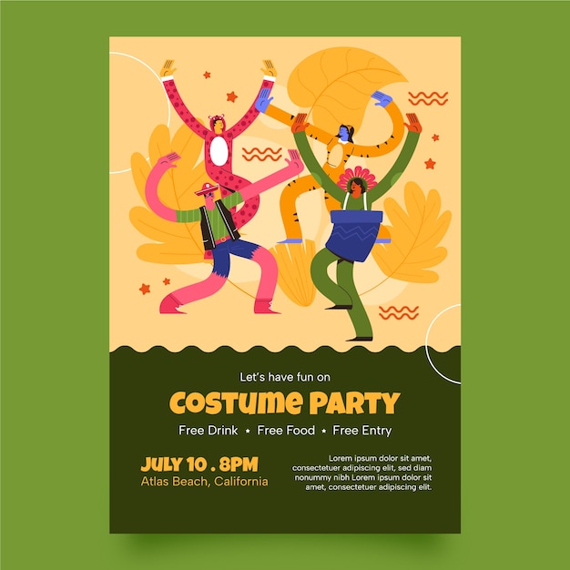 Hand drawn costume party   poster template