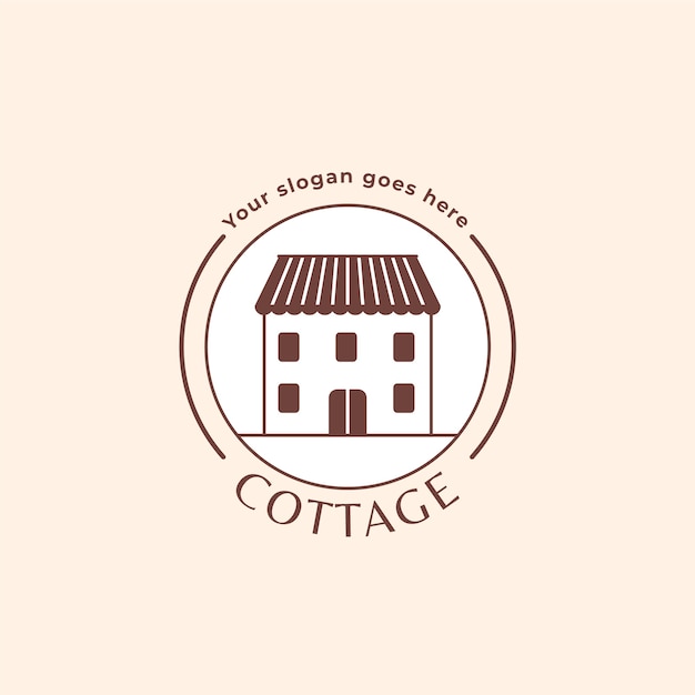 Hand drawn cottage building logo