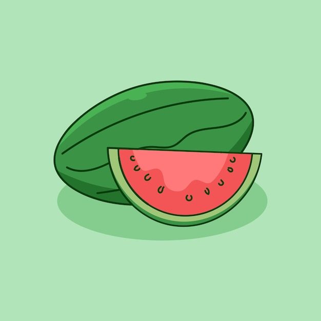 Hand Drawn Couple Slice of Watermelon Fruit