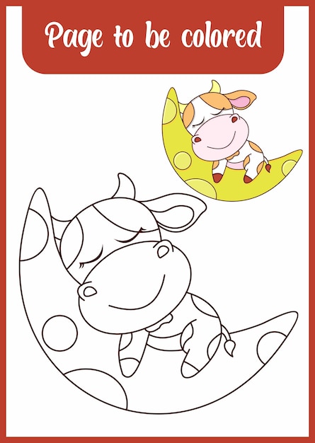 Hand drawn cow for coloring coloring page vector blank printable design for children to fill in