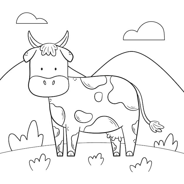 Hand drawn cow outline illustration