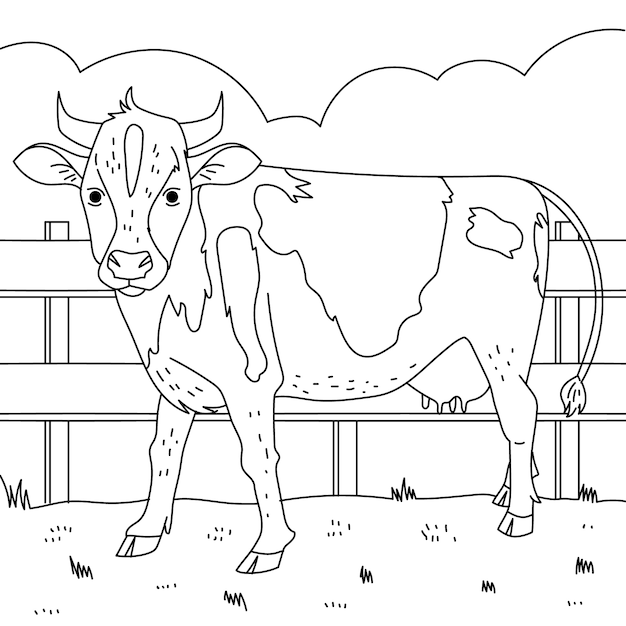 Hand drawn cow outline illustration