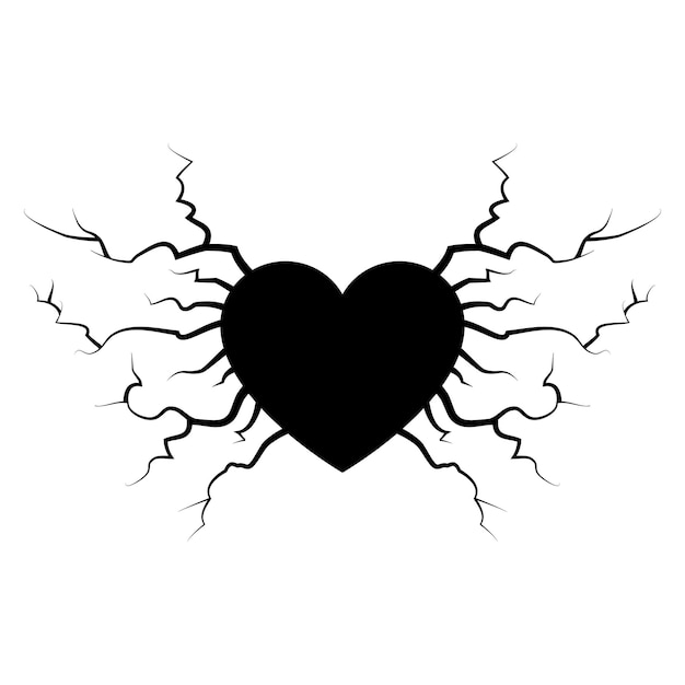 Hand drawn cracked love heart doodle break heart vector icon illustration