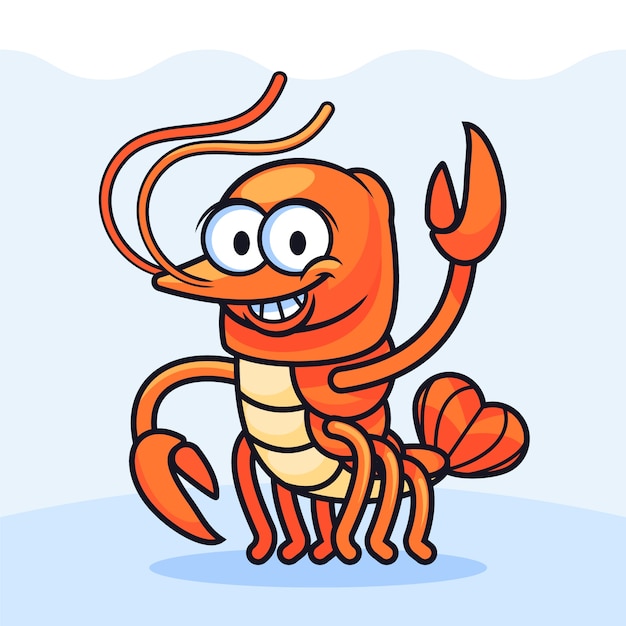 Hand drawn crawfish cartoon illustration