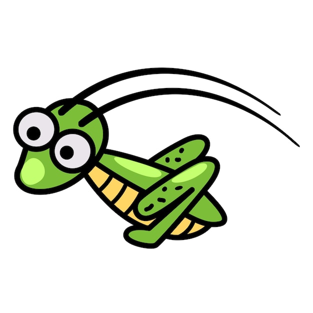 Hand drawn cricket insect character