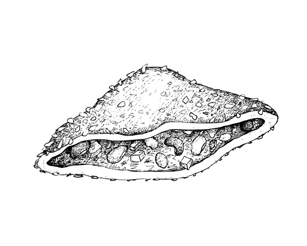 Hand Drawn of Crispy Sandwich on White Background