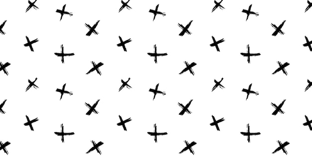 Vector hand drawn crosses seamless pattern abstract geometric background with strokes