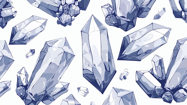 Vector hand drawn crystals graphic vector seamless pattern