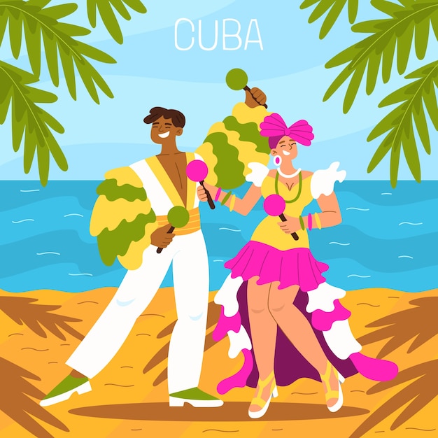 Hand drawn cuba illustration