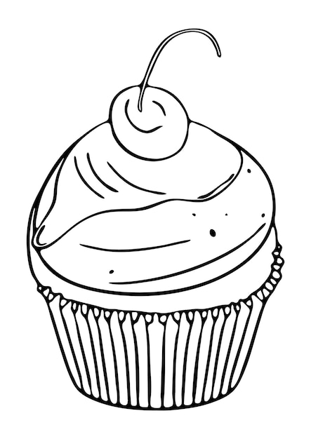 Hand drawn cup cake doodle icons