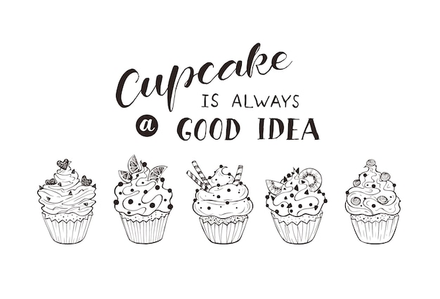 Hand drawn cupcakes