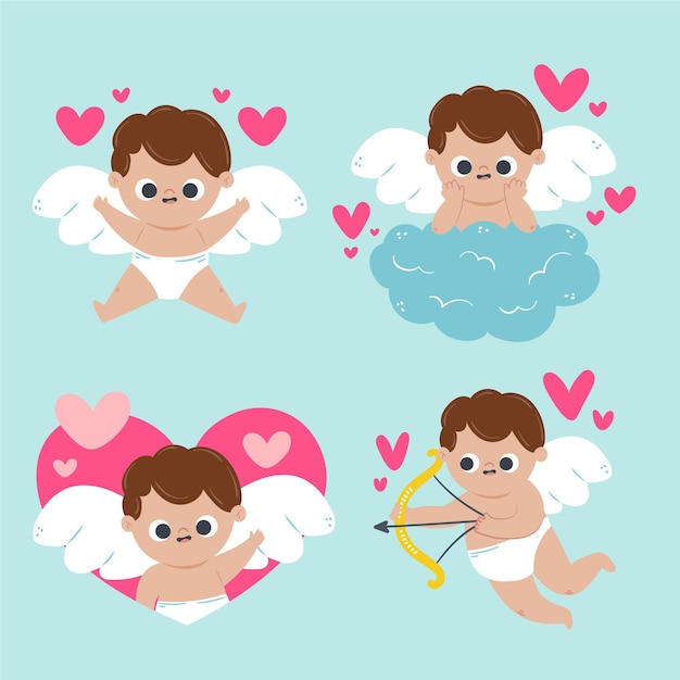 Hand drawn cupid character collection