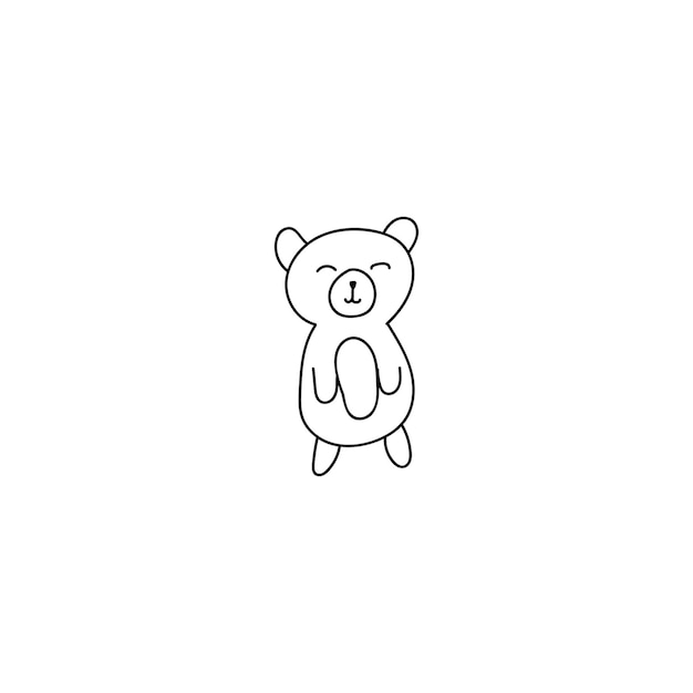 Hand drawn cute bear icon simple doodle icon