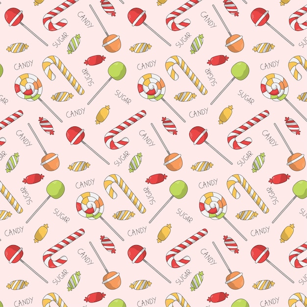 Hand Drawn Cute Candy Seamless Pattern