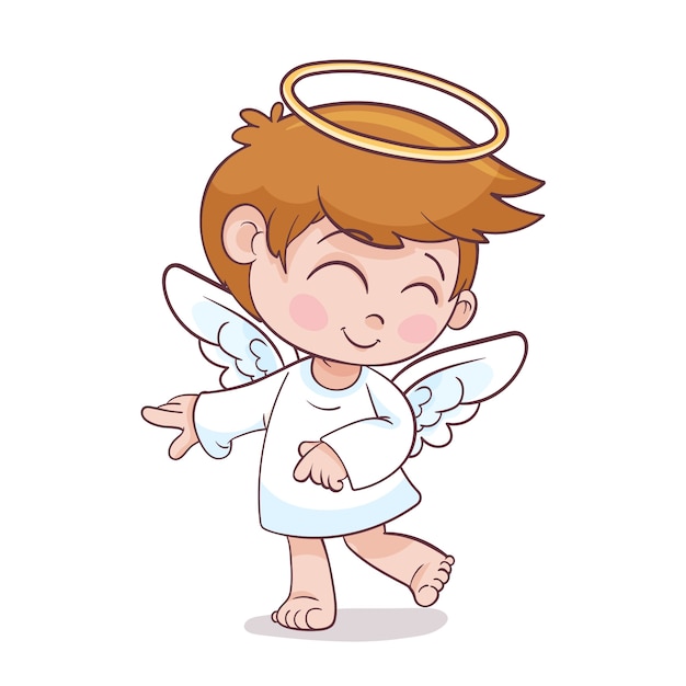 Hand drawn cute cartoon angel illustration