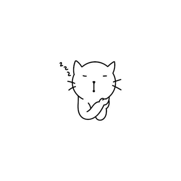 Hand drawn cute cat sleep icon simple doodle icon