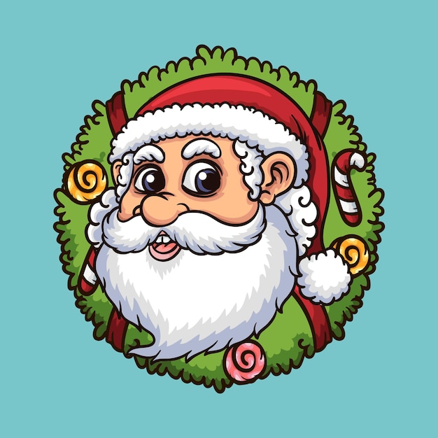 Hand drawn cute christmas character Santa Claus