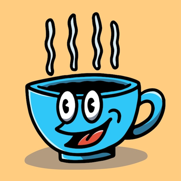 Hand drawn cute colorful cup character illustration